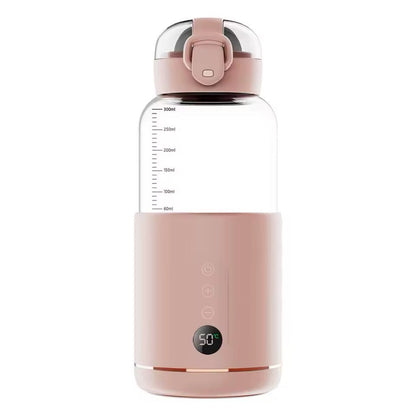 Portable Baby Bottle Warmer | USB | Borosilicate Glass | 300ml | 37–55°C | LED Display | 8hr 4