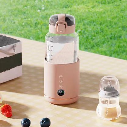 Portable Baby Bottle Warmer | USB | Borosilicate Glass | 300ml | 37–55°C | LED Display | 8hr 8
