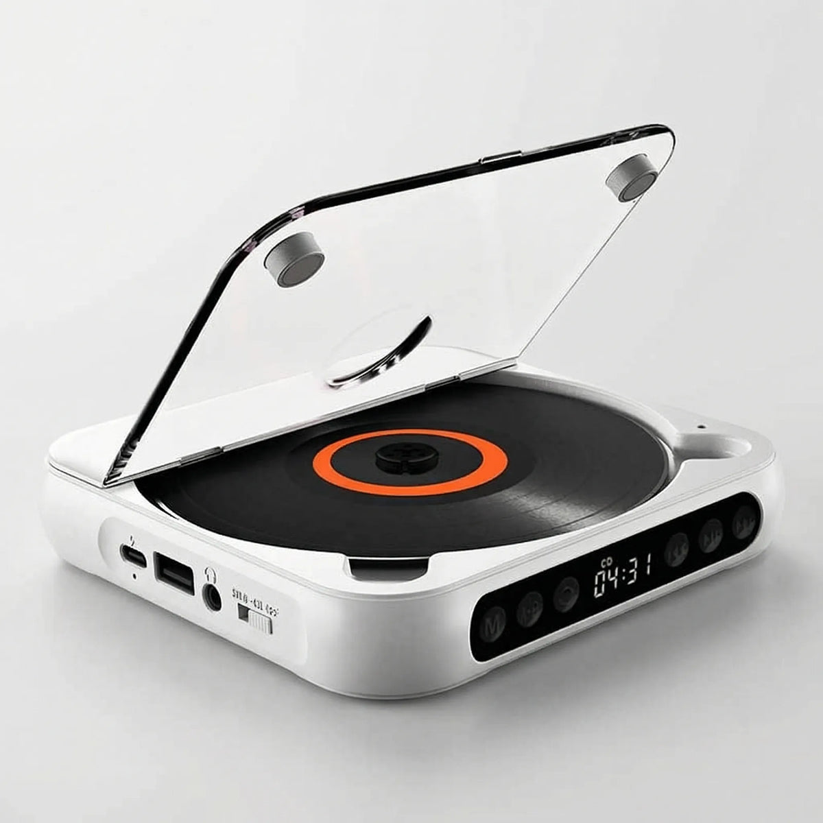 Portable Bluetooth CD Player – Compact & Rechargeable – Compatible with CD, CD-R, CD-RW & MP3 – Includes USB-C – Wireless & 3.5mm Audio | Sansoti 0