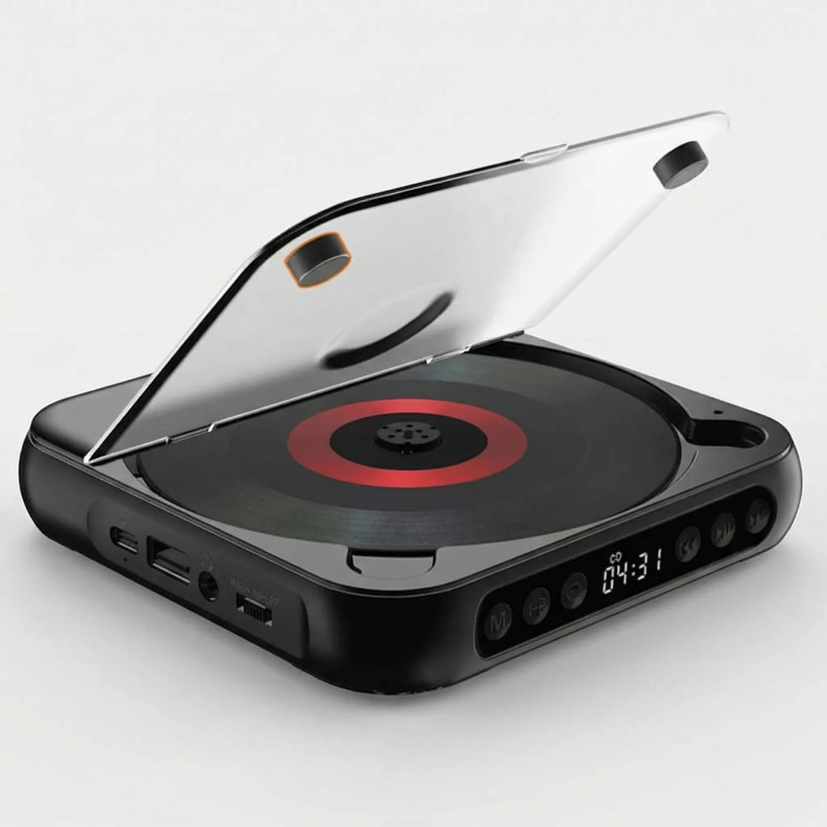 Portable Bluetooth CD Player – Compact & Rechargeable – Compatible with CD, CD-R, CD-RW & MP3 – Includes USB-C – Wireless & 3.5mm Audio | Sansoti 10
