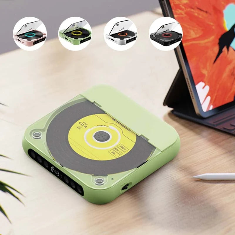 Portable Bluetooth CD Player – Compact & Rechargeable – Compatible with CD, CD-R, CD-RW & MP3 – Includes USB-C – Wireless & 3.5mm Audio | Sansoti 3