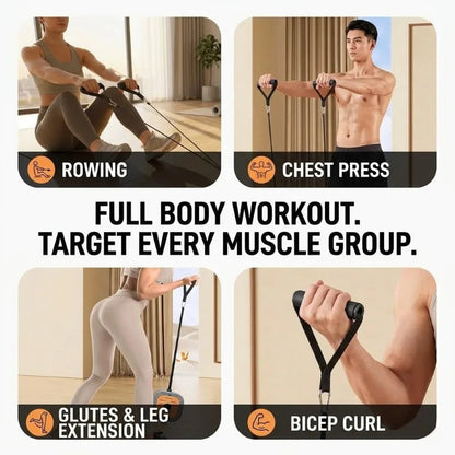 Portable Cable Machine & Rowing Trainer | Resistance Bands | Full Body Home Gym | Adjustable 1