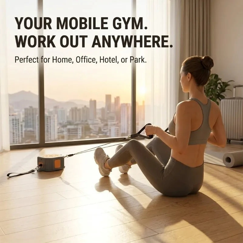 Portable Cable Machine & Rowing Trainer | Resistance Bands | Full Body Home Gym | Adjustable 2
