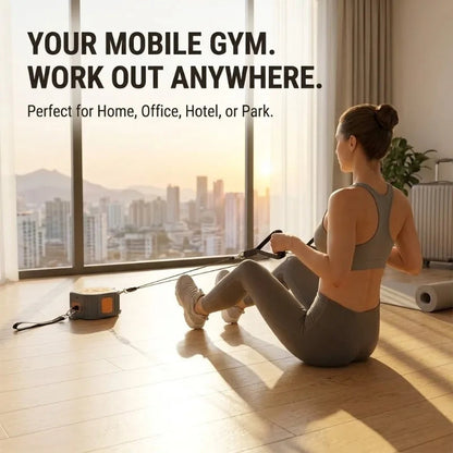 Portable Cable Machine & Rowing Trainer | Resistance Bands | Full Body Home Gym | Adjustable 2