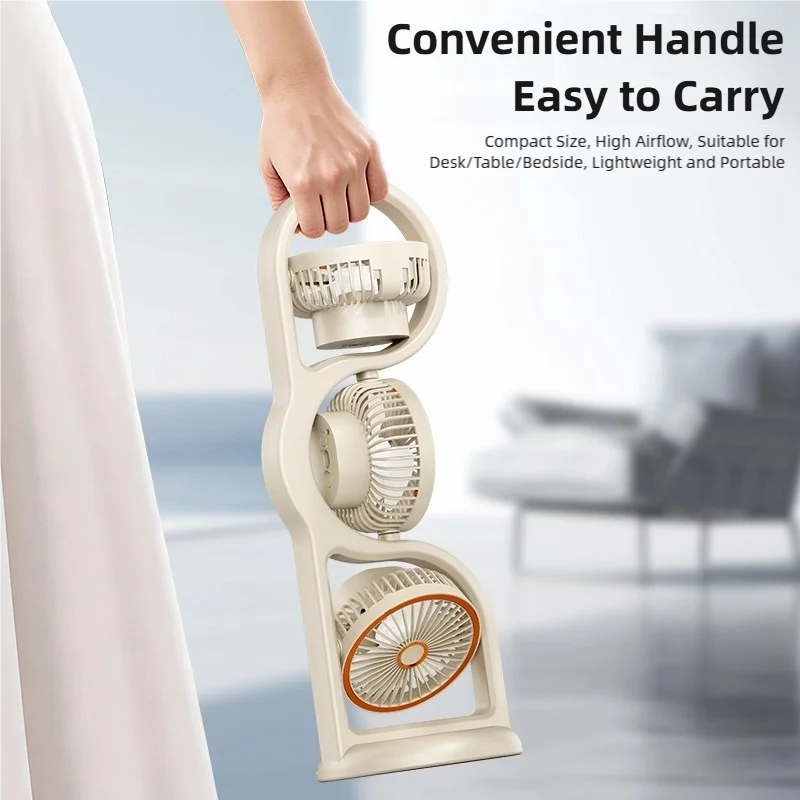 Portable USB Fan | 360° Circulation | 5 Speed Settings | 1200mAh | Rechargeable | Compact 1