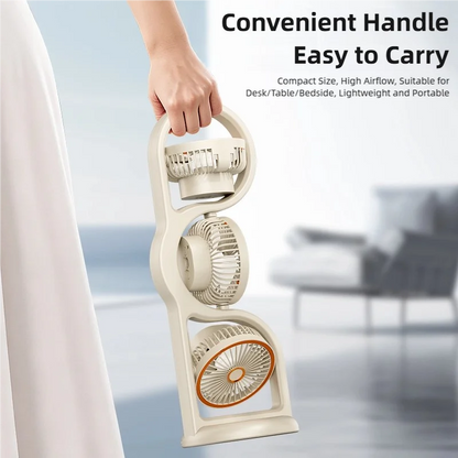 Portable USB Fan | 360° Circulation | 5 Speed Settings | 1200mAh | Rechargeable | Compact 1