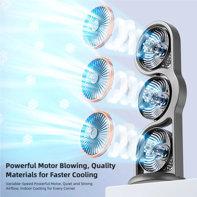 Portable USB Fan | 360° Circulation | 5 Speed Settings | 1200mAh | Rechargeable | Compact 2