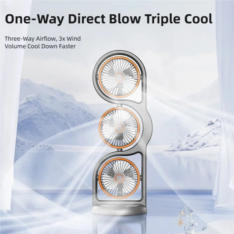 Portable USB Fan | 360° Circulation | 5 Speed Settings | 1200mAh | Rechargeable | Compact 3