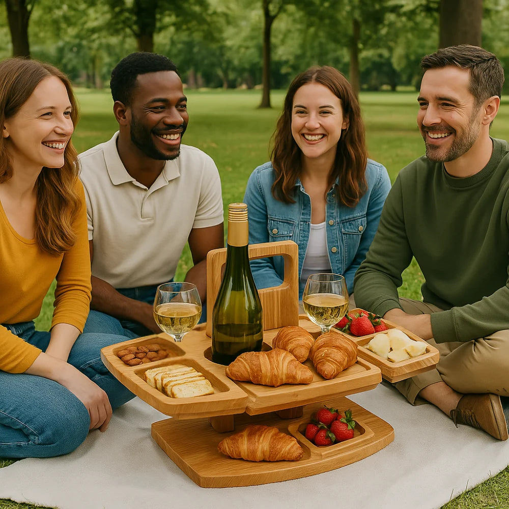 Portable Wooden Picnic Table – WineNest 2