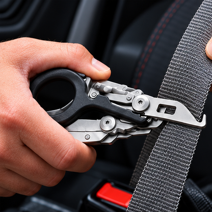 6-in-1 Folding Emergency Multi-Tool with Scissors and Seatbelt Cutter