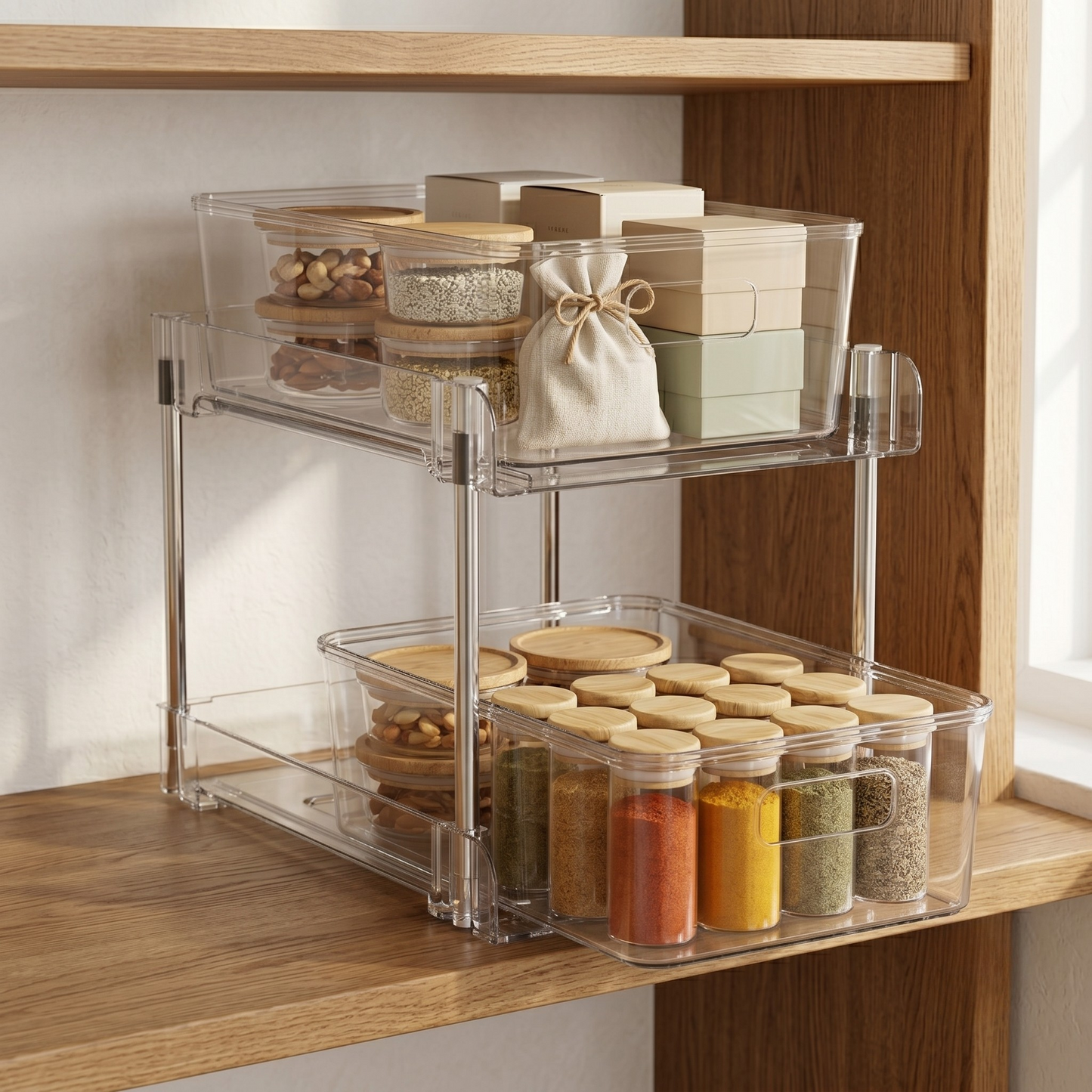PureAura 2-Tier Clear Storage Organiser 1