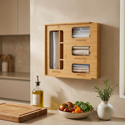PureAura Bamboo Food Storage Bag Organiser 0