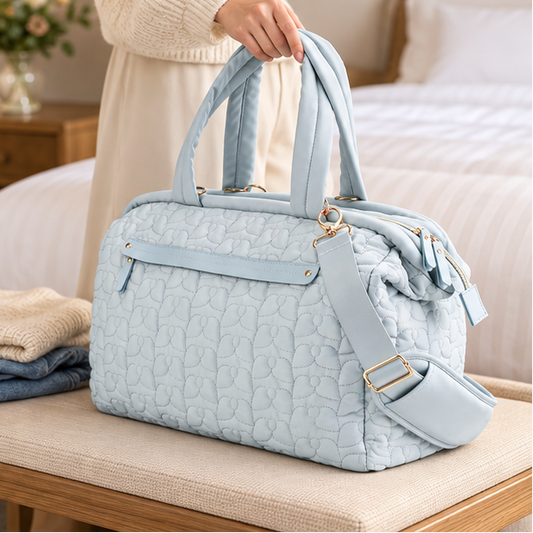 Royeva Quilted Travel Duffel Bag Spacious Weekender With Pockets And Adjustable Strap