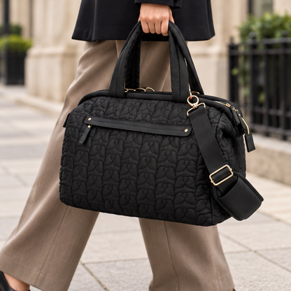 Royeva Quilted Travel Duffel Bag Spacious Weekender With Pockets And Adjustable Strap