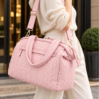 Royeva Quilted Travel Duffel Bag Spacious Weekender With Pockets And Adjustable Strap