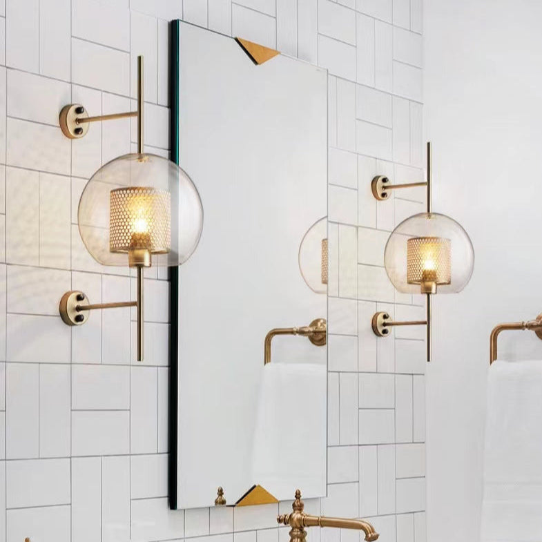 Rayvia Adriel - Modern Honeycomb Brass & Glass Wall Sconce 0