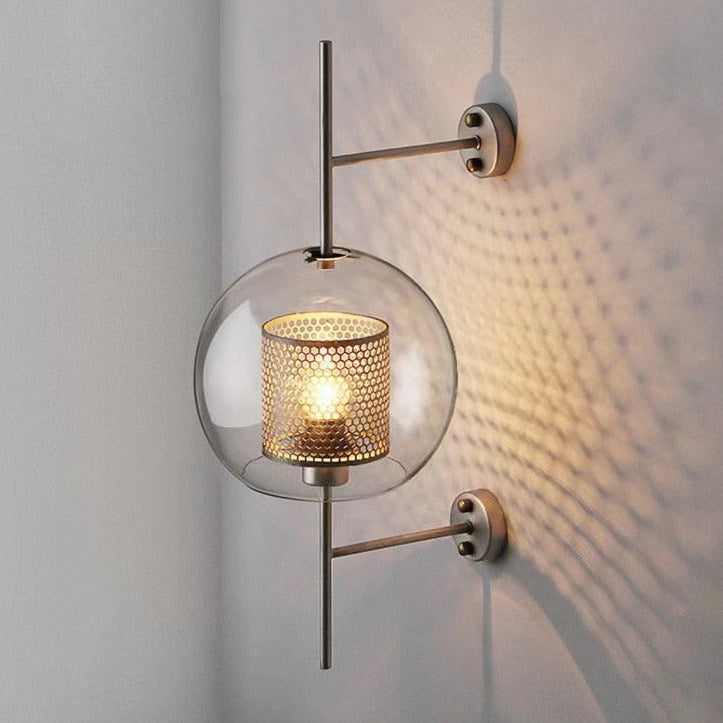Rayvia Adriel - Modern Honeycomb Brass & Glass Wall Sconce 1