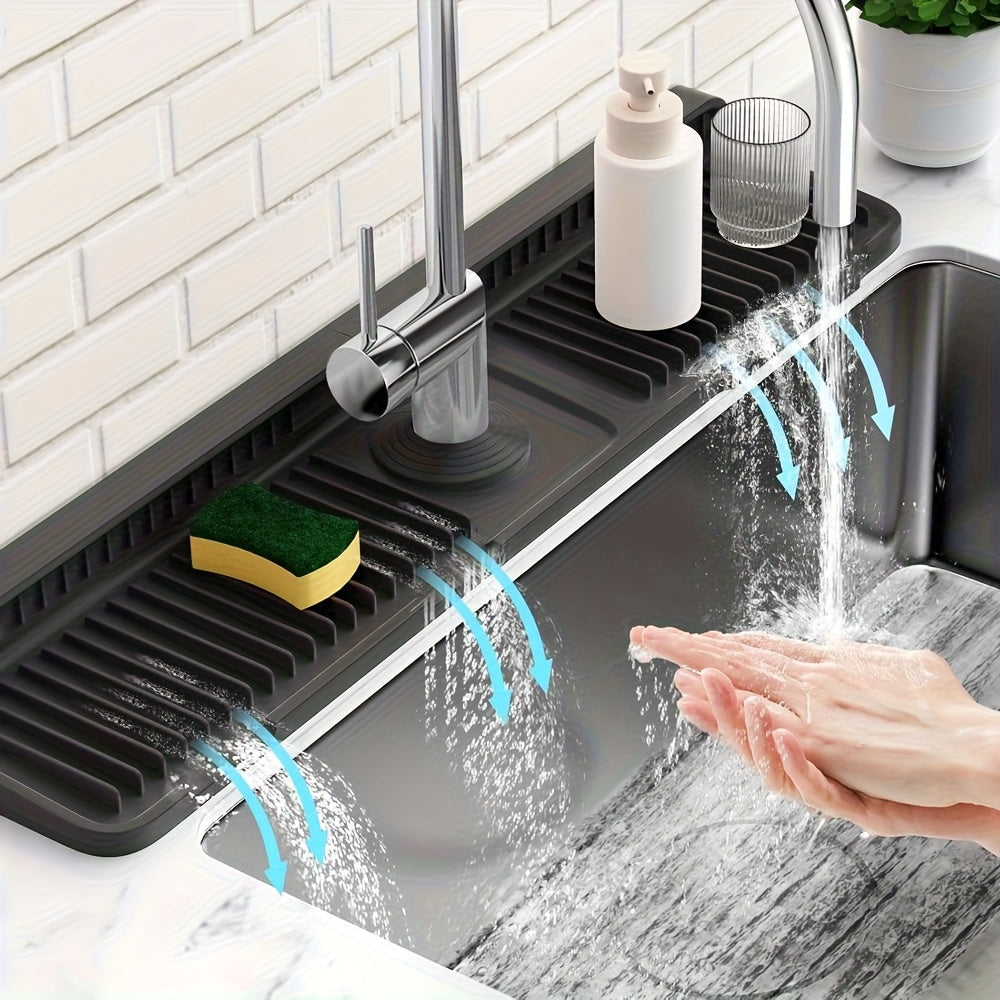 Rayvia Kitchen Sink Splash Guard – 7° Slope Faucet Mat, Quick Drain & Heat-Resistant 0
