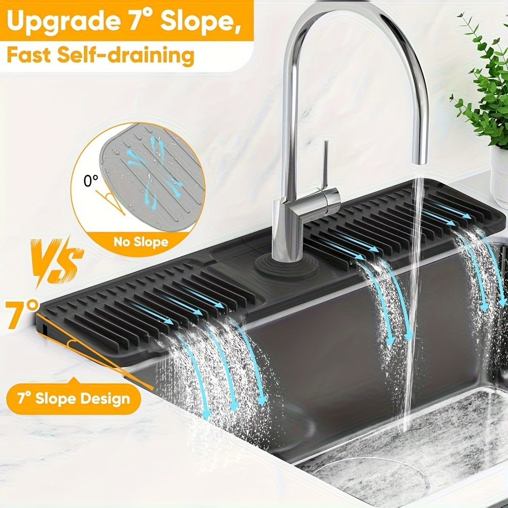 Rayvia Kitchen Sink Splash Guard – 7° Slope Faucet Mat, Quick Drain & Heat-Resistant 4