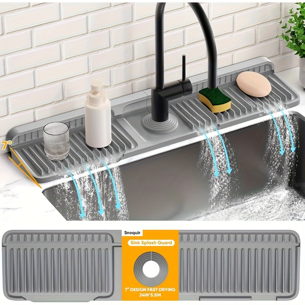 Rayvia Kitchen Sink Splash Guard – 7° Slope Faucet Mat, Quick Drain & Heat-Resistant 5