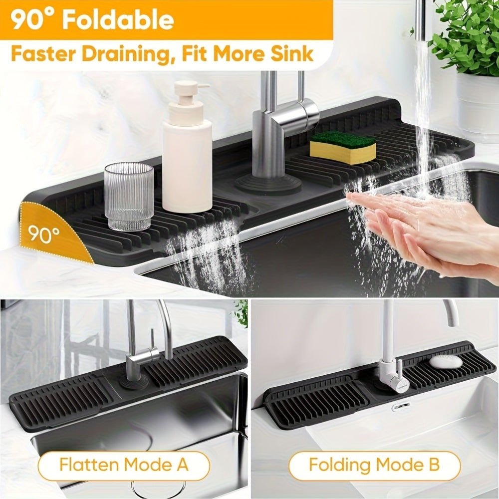 Rayvia Kitchen Sink Splash Guard – 7° Slope Faucet Mat, Quick Drain & Heat-Resistant 8