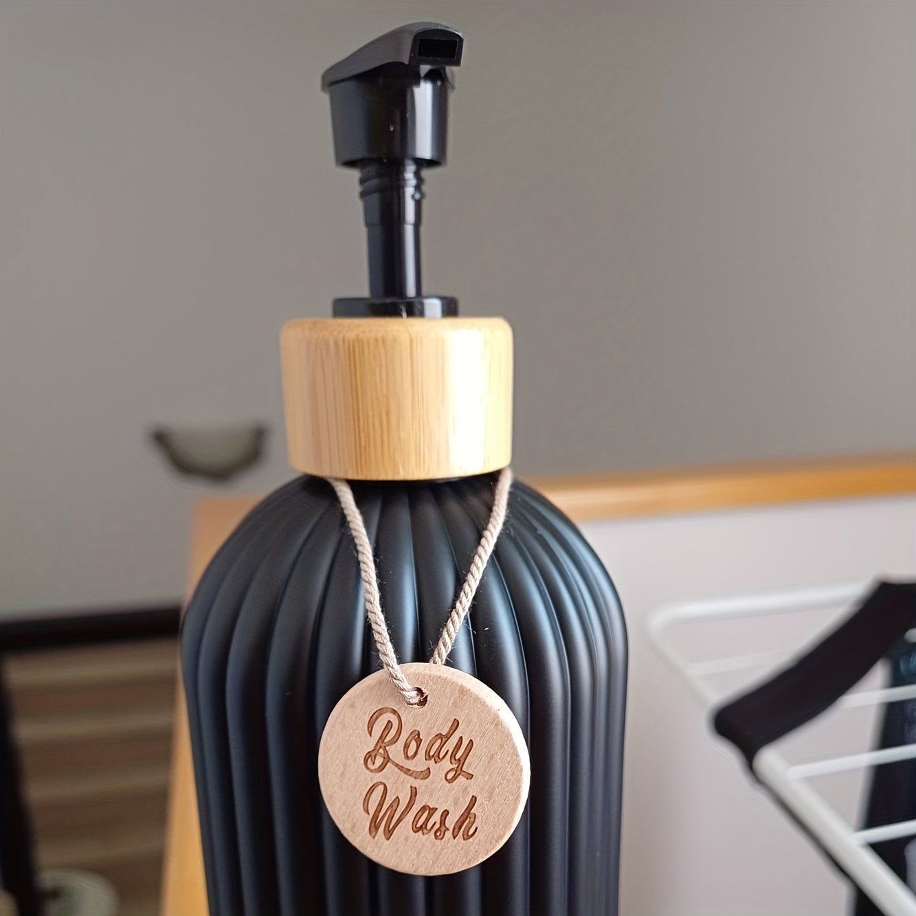 Refillable Shampoo Bottle Set with Pump Dispensers – 3-Piece Black and White Bathroom Organizer 3