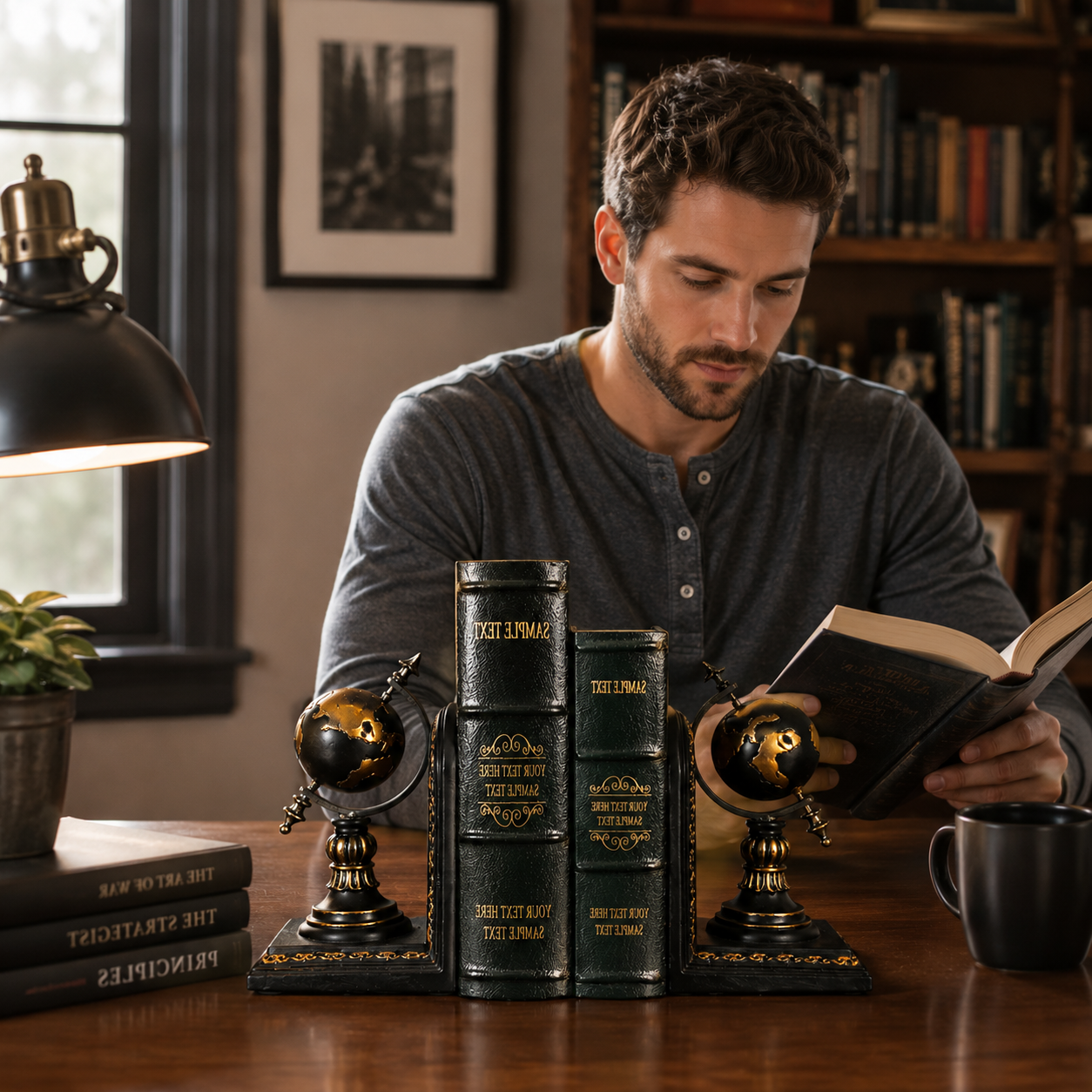 Resin Desktop Bookends - Elegant Office & Home Organizer 2