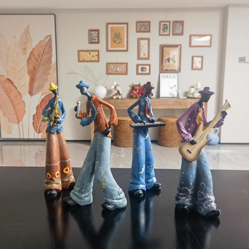 Retro Bookshelf Band Figurines - Cute Cartoon Home Decor Gifts 1