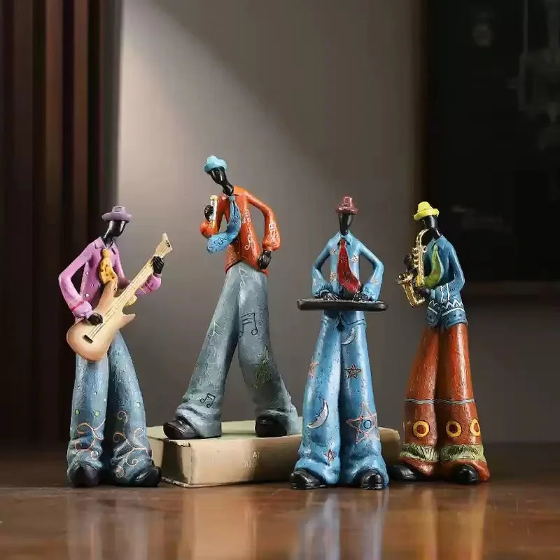 Retro Bookshelf Band Figurines - Cute Cartoon Home Decor Gifts 12