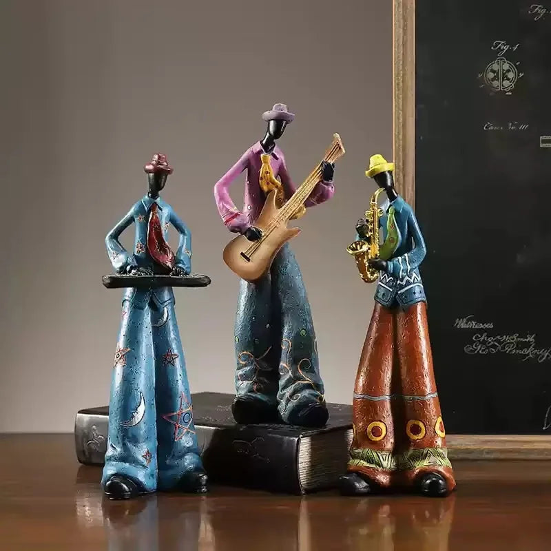 Retro Bookshelf Band Figurines - Cute Cartoon Home Decor Gifts 18