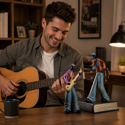 Retro Bookshelf Band Figurines - Cute Cartoon Home Decor Gifts 2