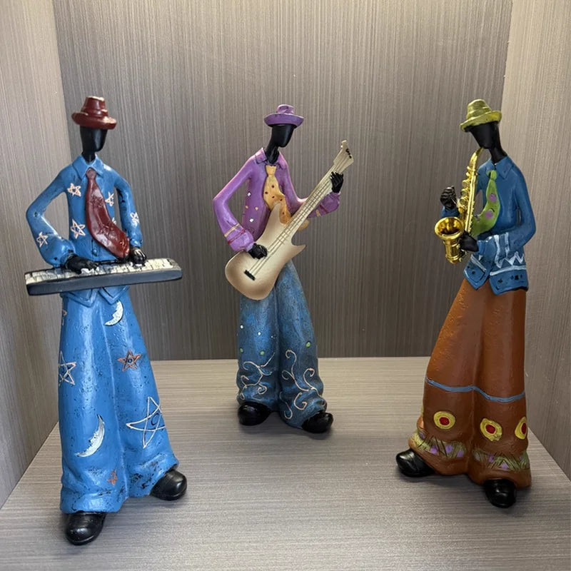 Retro Bookshelf Band Figurines - Cute Cartoon Home Decor Gifts 4