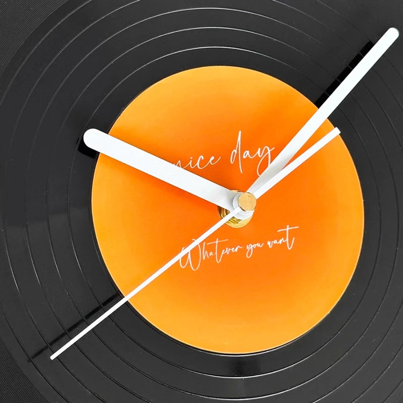 Retro Vinyl Record Dual-Use Desk & Wall Clock — Sunset Label PVC Analogue Clock 3