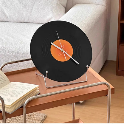 Retro Vinyl Record Dual-Use Desk & Wall Clock — Sunset Label PVC Analogue Clock 4