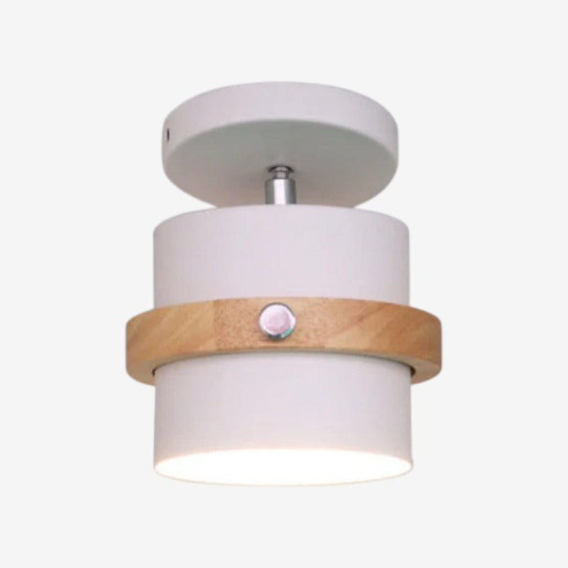 Rotating Ceiling Light with Layered Wood and Metal Design for Indoor Spaces 1