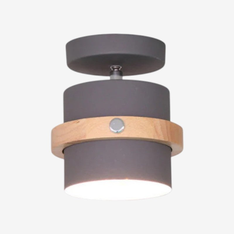 Rotating Ceiling Light with Layered Wood and Metal Design for Indoor Spaces 3