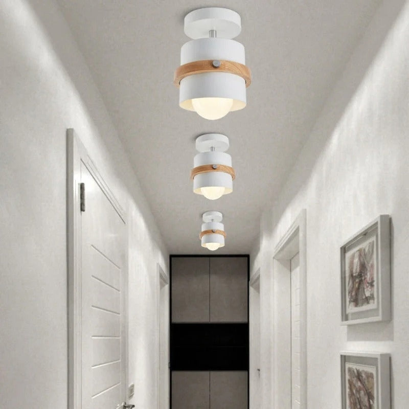 Rotating Ceiling Light with Layered Wood and Metal Design for Indoor Spaces 5