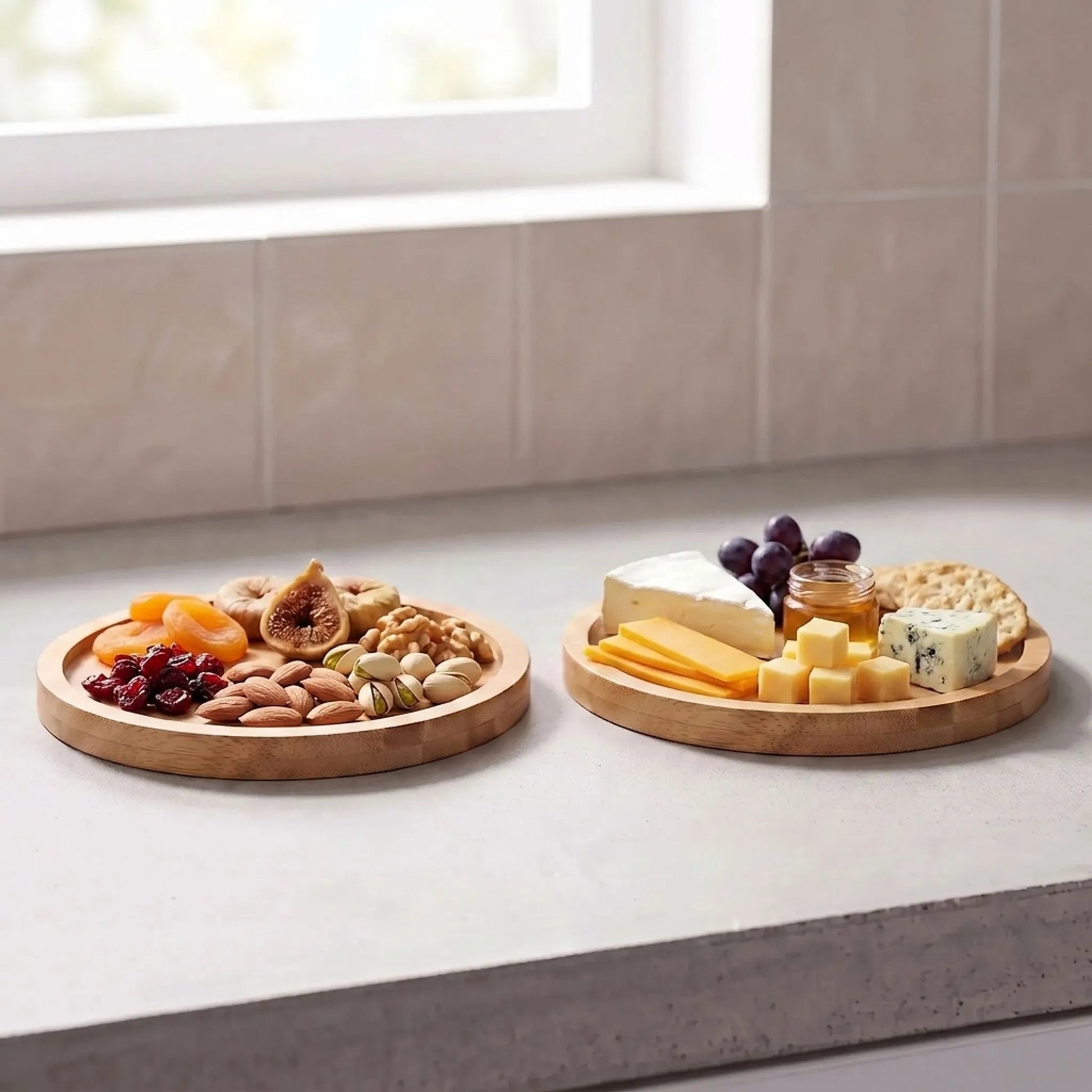 Round Natural Serving Platters - HostAura 2