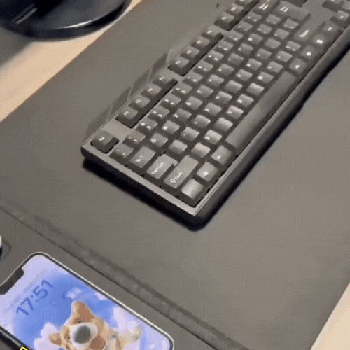 RoyaleGlow Reversible Leather Desk Mat with Wireless Charging Pad and Felt 1