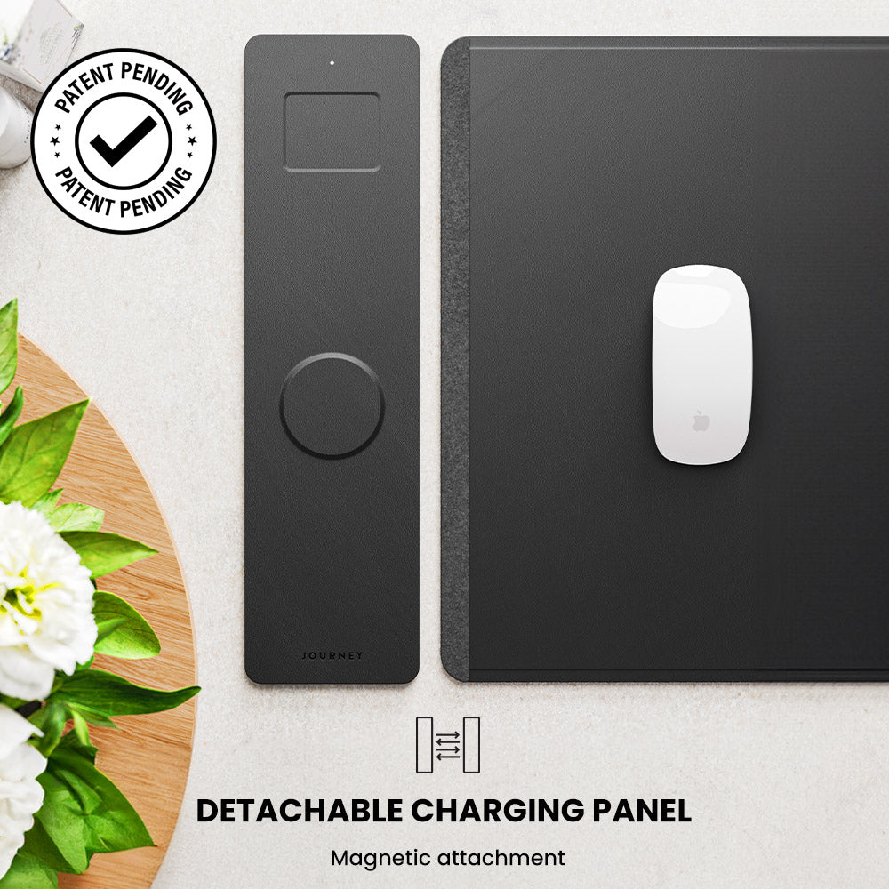 RoyaleGlow Reversible Leather Desk Mat with Wireless Charging Pad and Felt 5