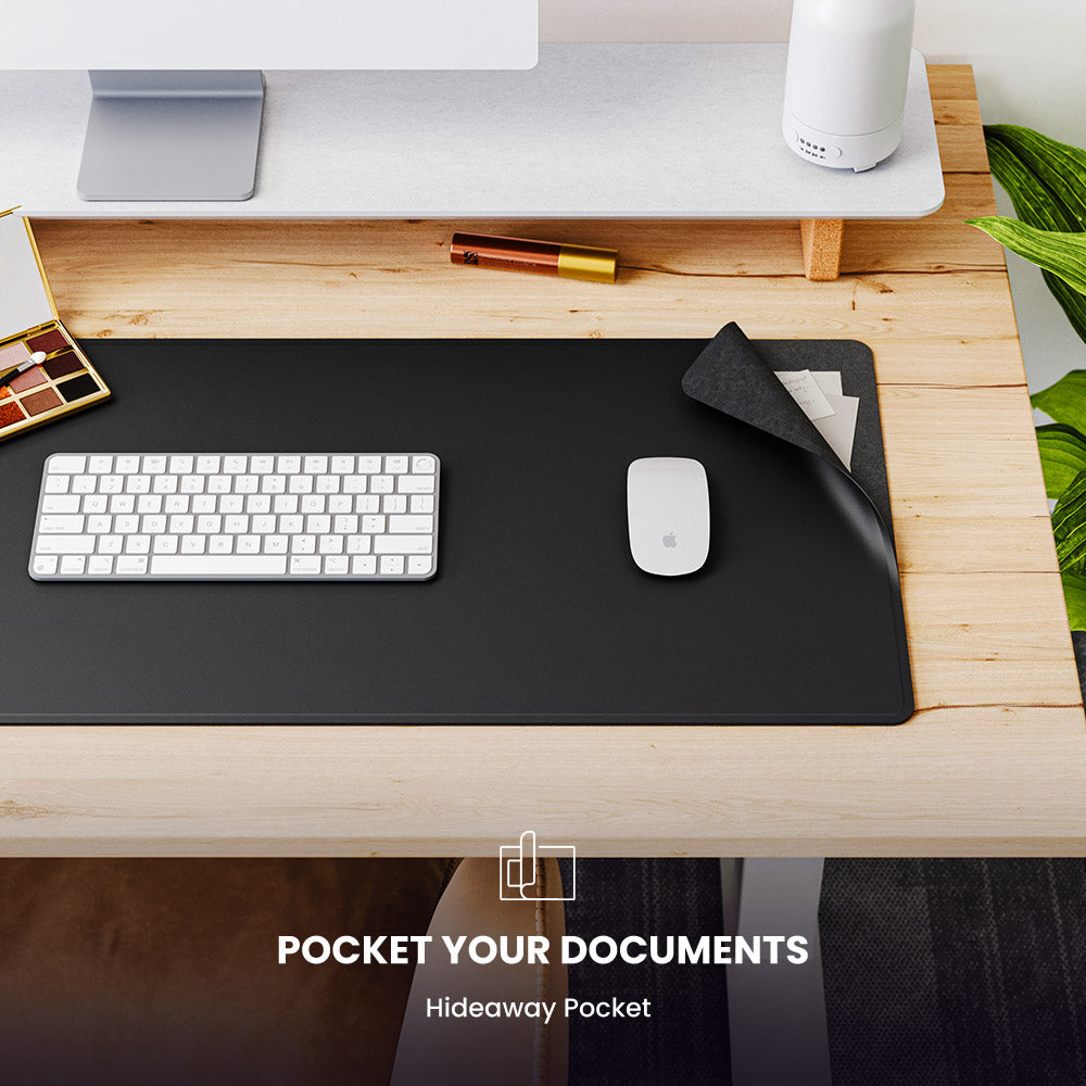 RoyaleGlow Reversible Leather Desk Mat with Wireless Charging Pad and Felt 6