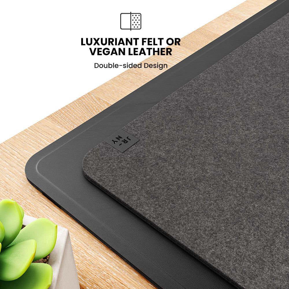 RoyaleGlow Reversible Leather Desk Mat with Wireless Charging Pad and Felt 7