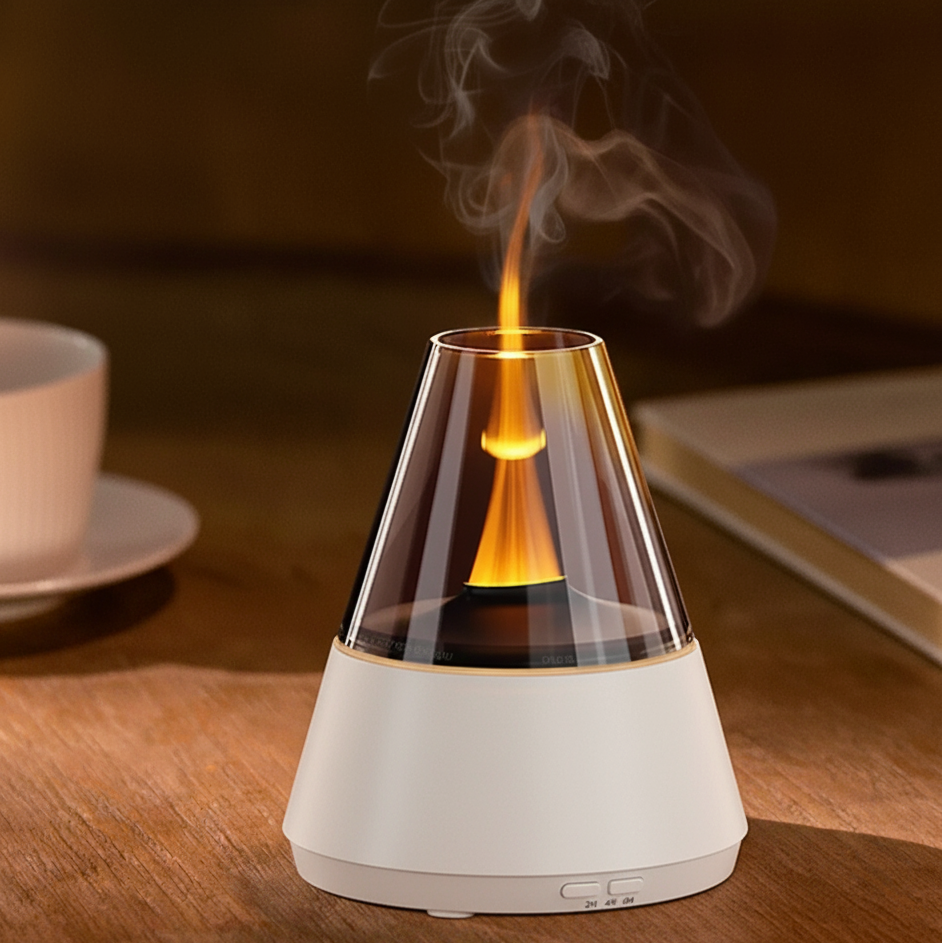Royaleva Flame Humidifier for Bedroom with Essential Oil Diffuser and LED Light 0