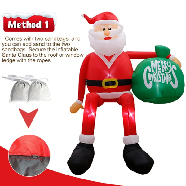 Royaleva Giant 8FT LED Climbing Santa Inflatable Premium Outdoor Christmas Decoration 3