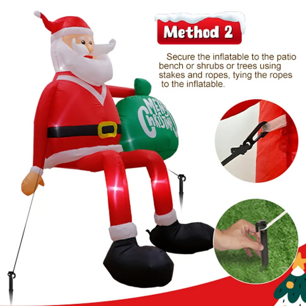 Royaleva Giant 8FT LED Climbing Santa Inflatable Premium Outdoor Christmas Decoration 4