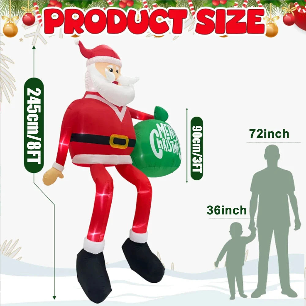 Royaleva Giant 8FT LED Climbing Santa Inflatable Premium Outdoor Christmas Decoration 6