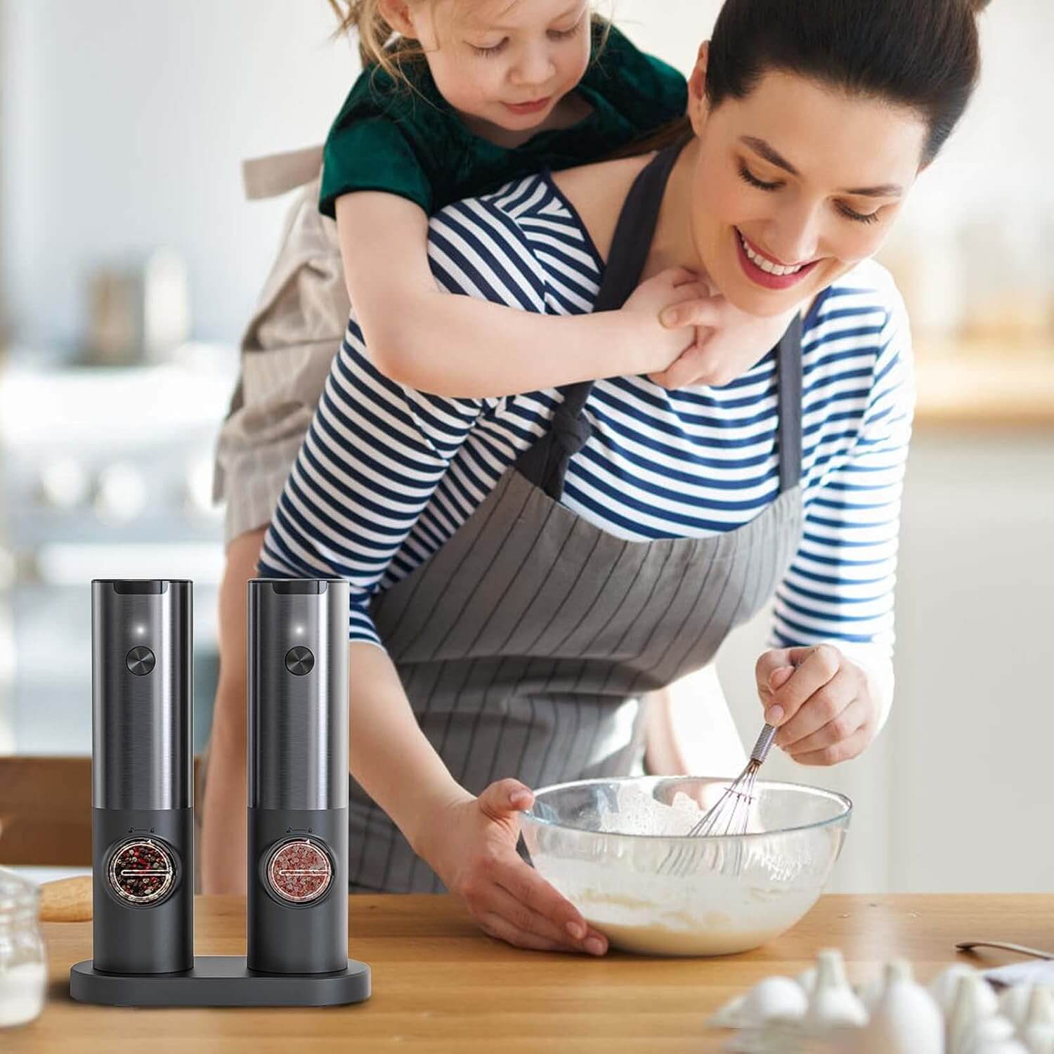 Royallure Electric Rechargeable Salt & Pepper Mill Set – Adjustable Grind, USB Charging 2