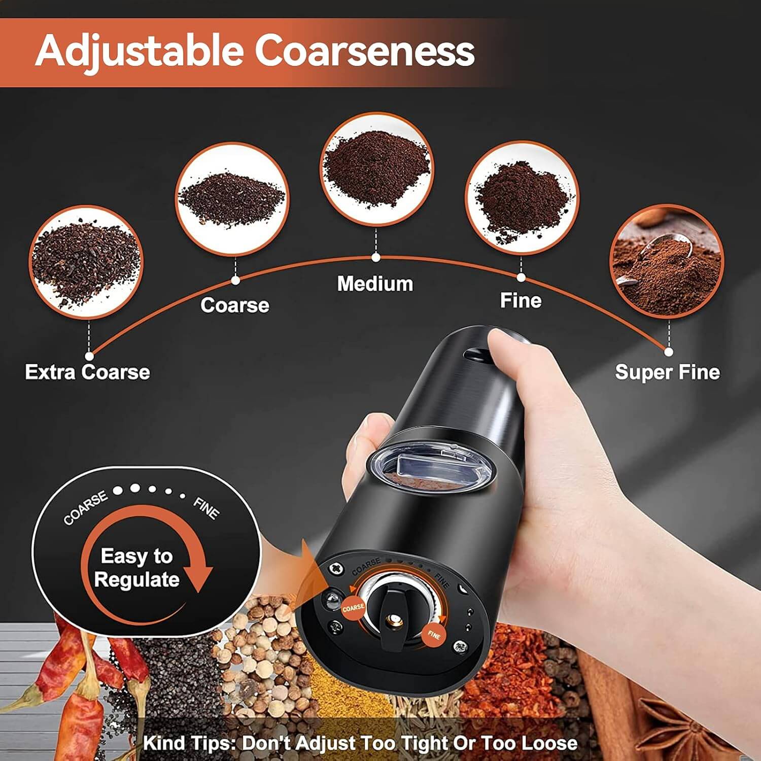 Royallure Electric Rechargeable Salt & Pepper Mill Set – Adjustable Grind, USB Charging 7