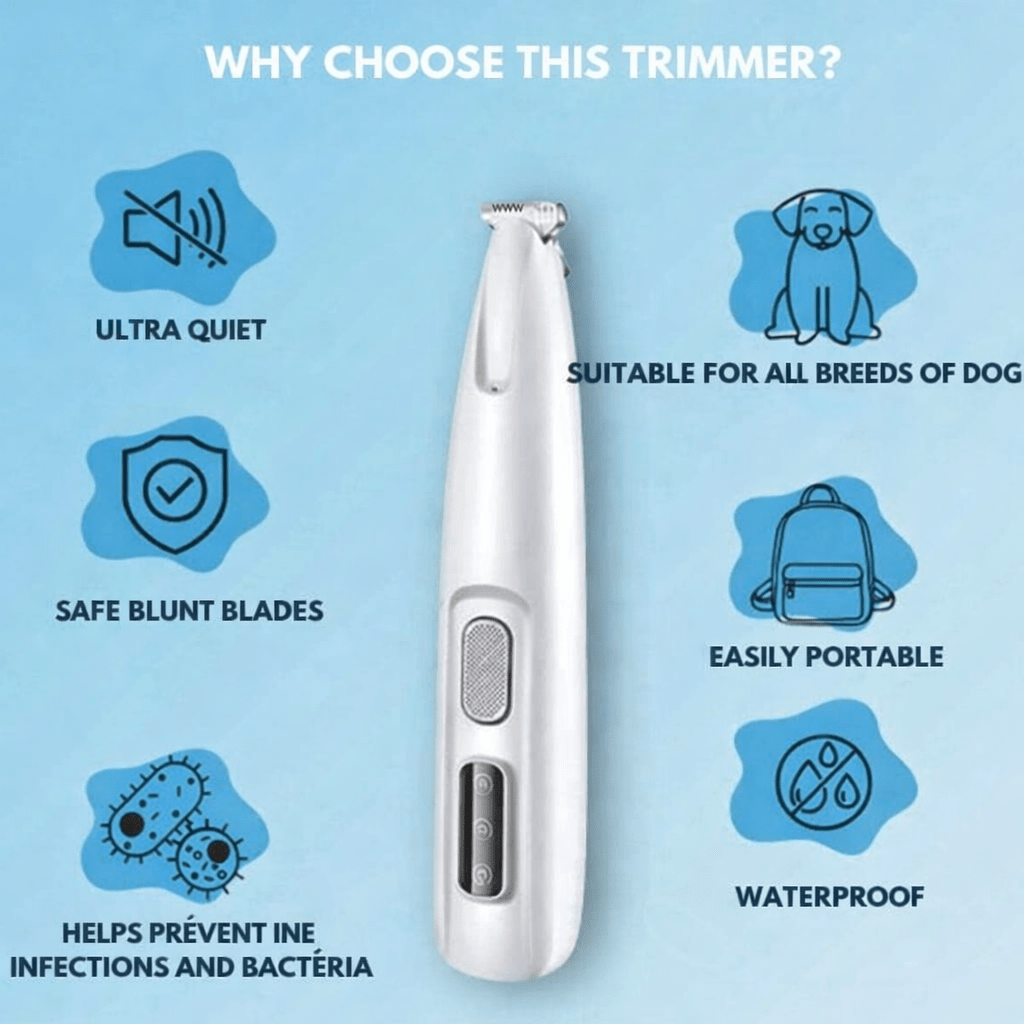 Royallure Gentle Quiet Pet Trimmer for Sensitive Areas with LED Light and Ceramic Blades 1