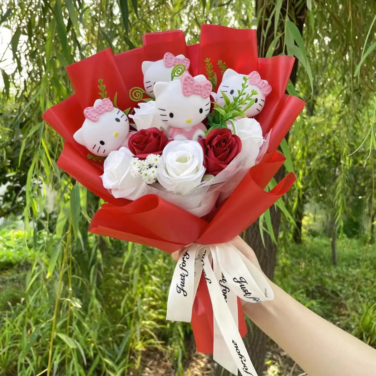 Royallure Hello Kitty Flower Bouquet with Vinyl Dolls - Charming Gift for Any Occasion 0